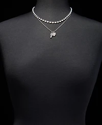 Karl Lagerfeld Paris Metal-Tone Two-Row White Pendant Necklace