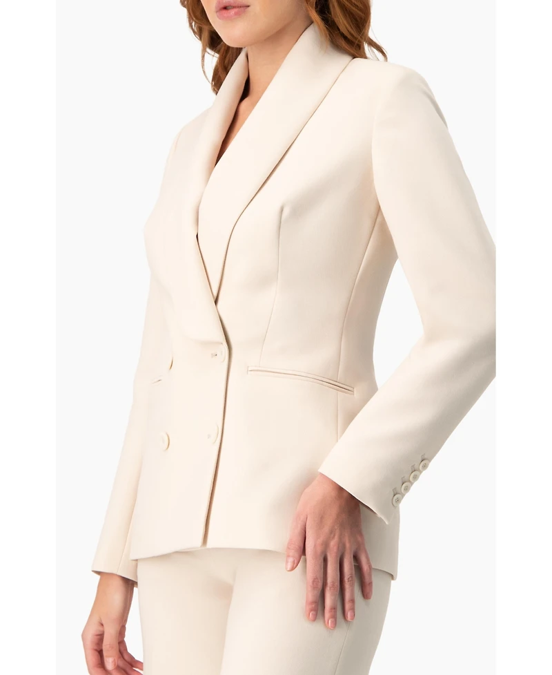 Ivonne Women's Double-Breasted Blazer with Smooth Finish