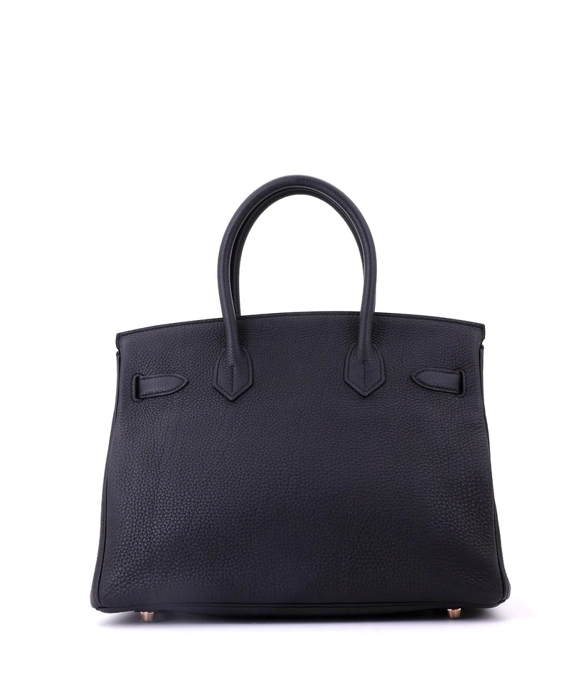 Pre-Owned HERMES Birkin 30 Handbag Black Togo with Rose Gold Hardware