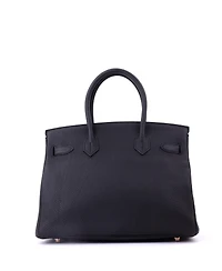 Pre-Owned HERMES Birkin 30 Handbag Black Togo with Rose Gold Hardware