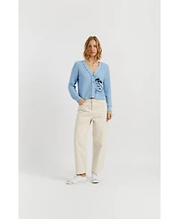 Chinti & Parker Women's Cotton Snoopy Crochet Peekabo Cardigan