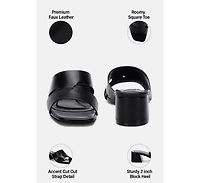 London Rag Womens Shulva Block Heel Slip Ons