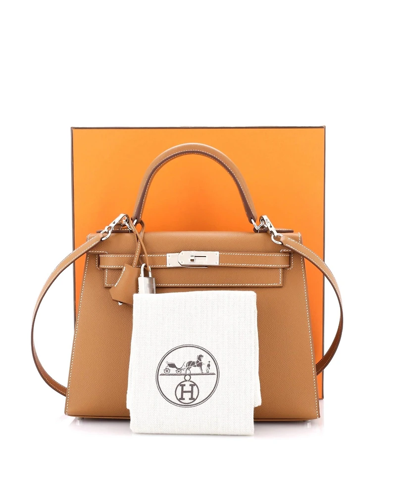 Pre-Owned Hermes Kelly Handbag Epsom with Palladium Hardware