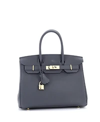Pre-Owned HERMES Birkin 30 Handbag Grey Togo with Permabrass Hardware