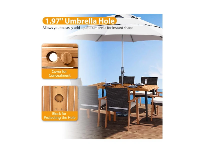 Slickblue 63-Inch Dining Table for Indoor Outdoor Use with Metal Legs