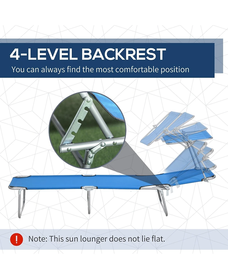 Outsunny Outdoor Chaise Lounge ning Chair, Folding W/ Sun Shade,