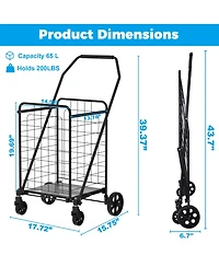 Rainsken Foldable Heavy Duty Shopping Cart