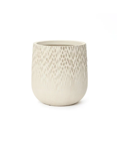 LuxenHome Antique 13.38" Round Planter, Deep-to-Light Gradient Texture, Tapered Design