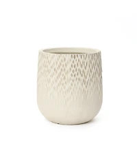 LuxenHome Antique 13.38" Round Planter, Deep-to-Light Gradient Texture, Tapered Design