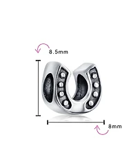 Bling Jewelry Set of 2 Western Cowgirl Horse & Lucky Horseshoe Charm Bead in Oxidized Sterling European Bracelet