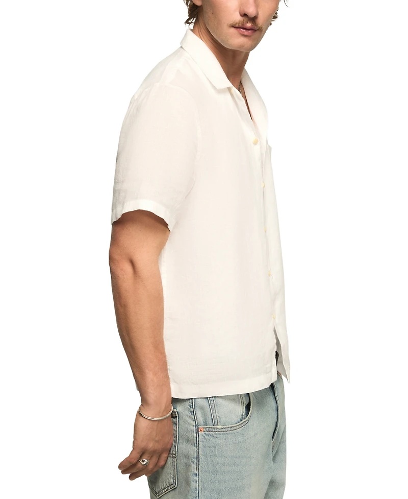 Lucky Brand Men's Short-Sleeve Linen Camp-Collar Shirt