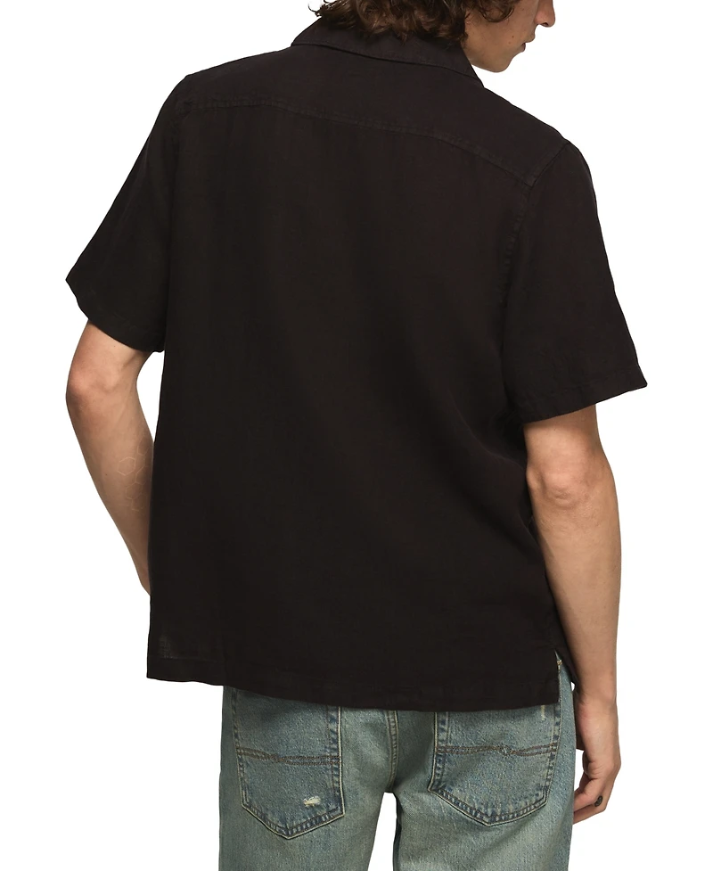 Lucky Brand Men's Short-Sleeve Linen Camp-Collar Shirt