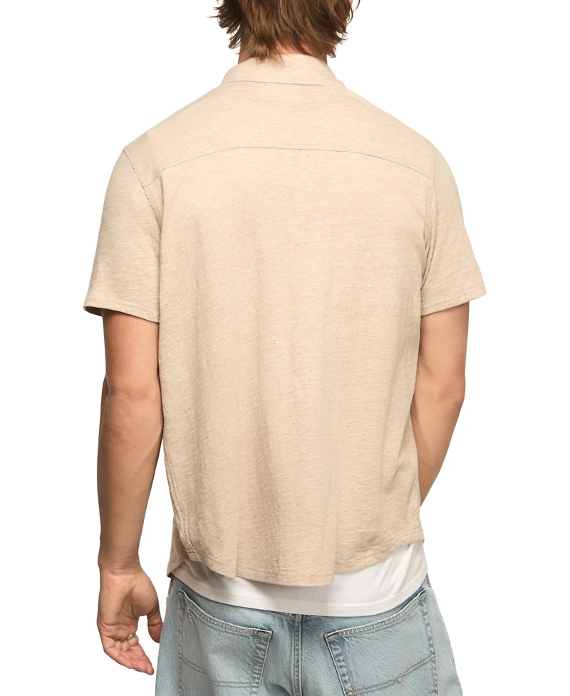 Lucky Brand Men's Linen Short Sleeve Button Down Shirt
