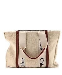 Pre-Owned Chloe Large Woody Tote Shearling with Leather
