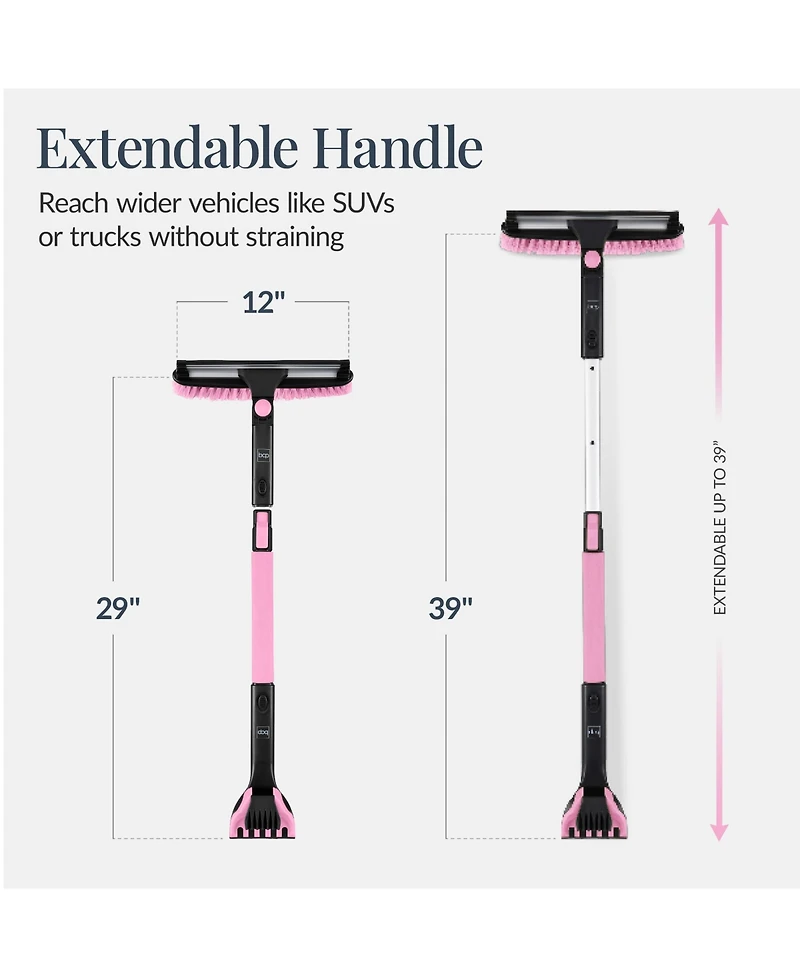 Best Choice Products 39" Extendable Snow Brush with Shovel, Squeegee and Ice Scraper with Storage Bag