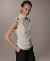 Donna Karan New York Women's Sleeveless Button Shoulder Top