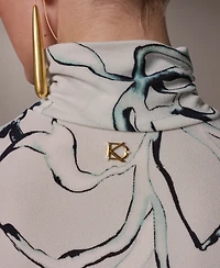 Donna Karan New York Women's Mock Neck Button Shoulder Top