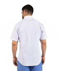 TailorByrd Men's Geo Floral Printed Seersucker Short Sleeve Shirt