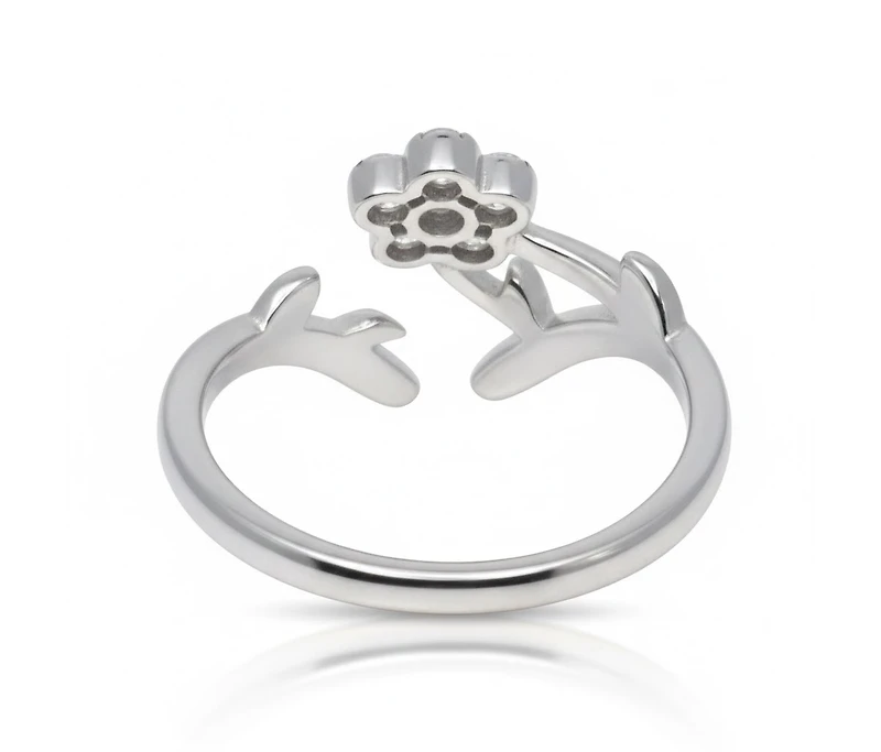 Curata Jewelry Solid 10K Gold Cubic Zirconia Flower Wrap Toe Ring