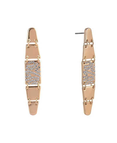 Laundry by Shelli Segal Tone Linear Earrings with Pave Crystal Stone Accents