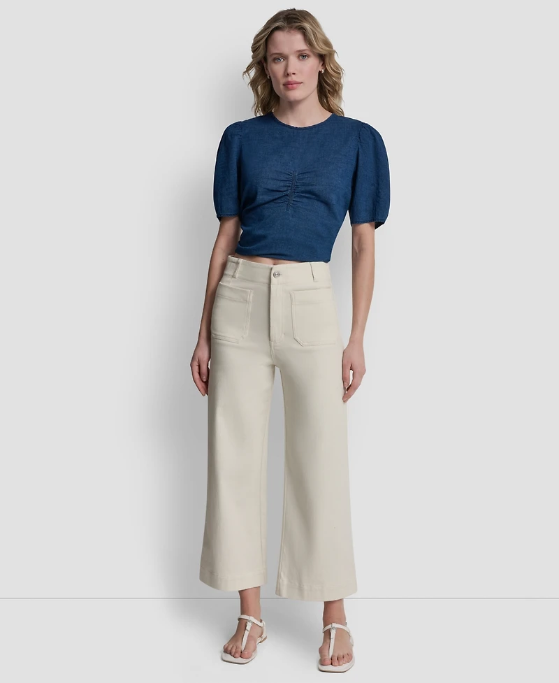 Dkny Jeans Women's High-Rise Cropped Wide-Leg Pants