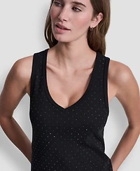 Dkny Jeans Women's Rhinestone V-Neck Tank Top