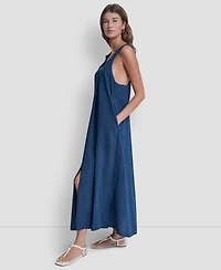 Dkny Jeans Women's Knotted Strap V-Neck A-Line Dress