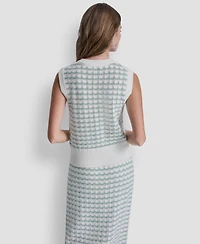 Dkny Jeans Women's Sleeveless Button-Front Crewneck Sweater