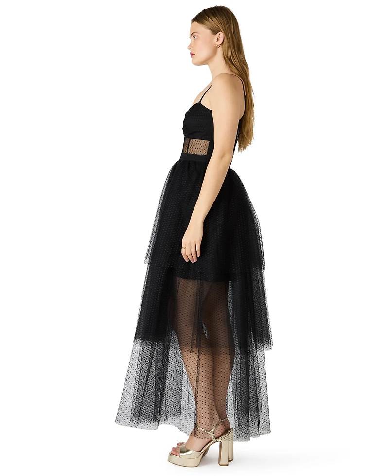 Steve Madden Juniors' Emily Tulle Sweetheart Neck Maxi Dress