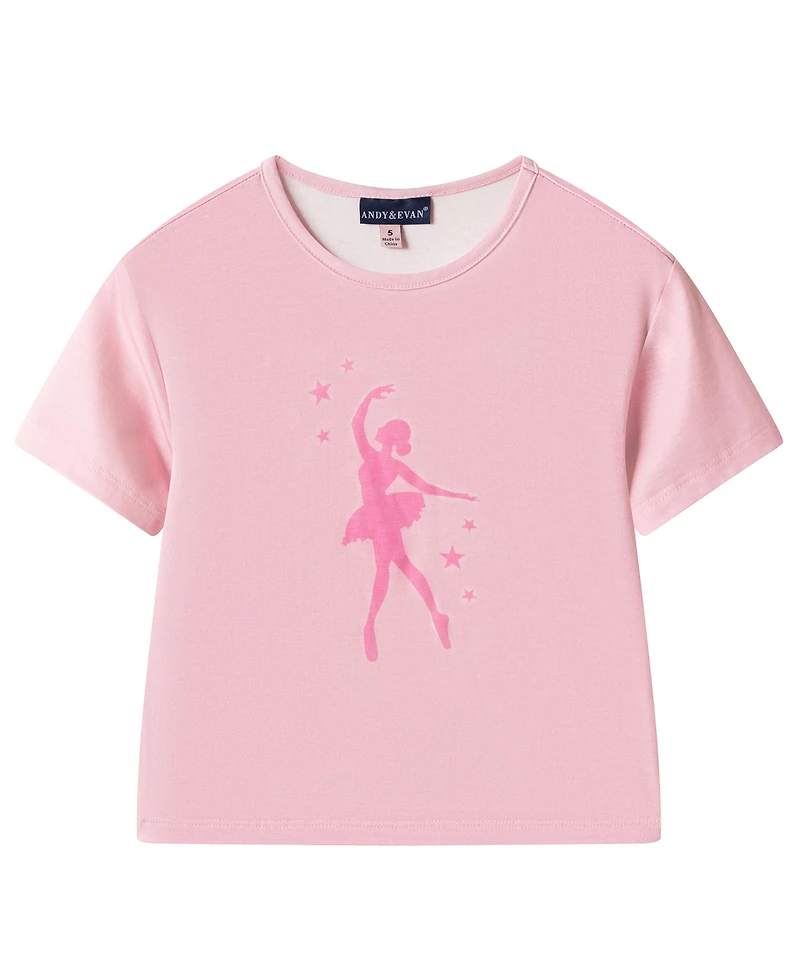 Andy & Evan Girls' Toddler 2T-4T Short-Sleeve T-Shirt and Shorts, 2-Piece Pajama Set