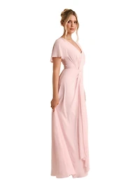 Six Stories Women's Knot Front Chiffon Bridesmaid Dress