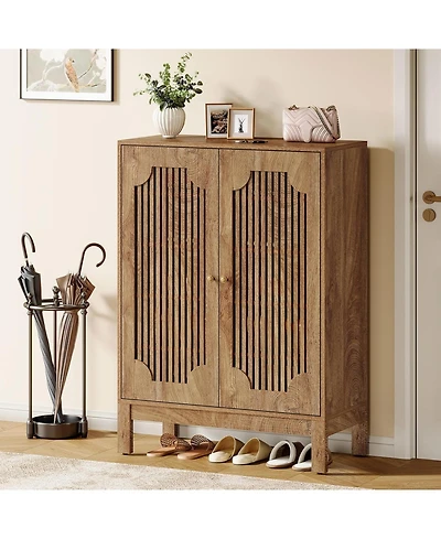 Tribesigns Shoe Cabinet with Doors, 5-Tier Shoe Storage Cabinet with Adjustable Shelves