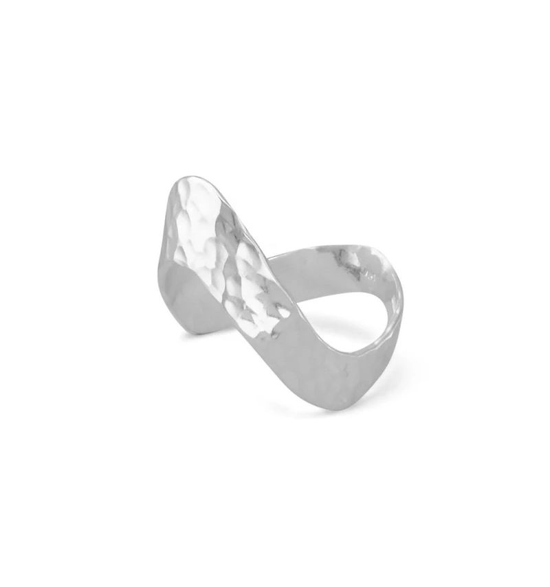Curata Jewelry 925 Sterling Silver Hammered Abstract Chevron Wave Ring