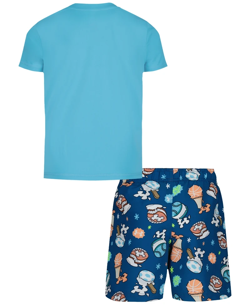 Under Armour Boys' 4-7 Ice-Cream Printed Swim T-Shirt and Shorts, 2-Piece Set