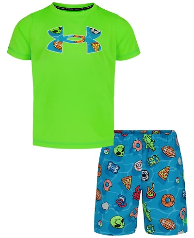Under Armour Boys' 4-7 Pool Party Swim T-Shirt and Shorts, 2-Piece Set