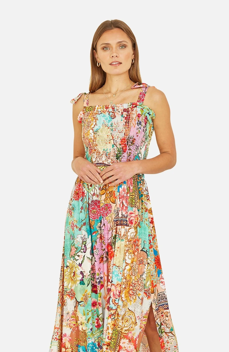 Yumi Women's Patchwork Split Hem Maxi Dress