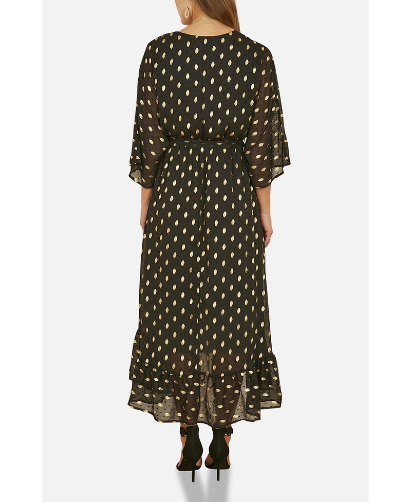Yumi Women's Foil Print Wrap Over Dress