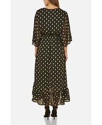 Yumi Women's Foil Print Wrap Over Dress