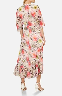 Yumi Women's Ruffle-Hem Wrap Midi Dress