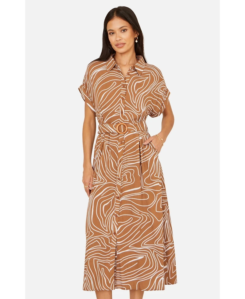 Yumi Women's Abstract Swirl Print Relaxed Midi Dress