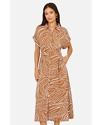 Yumi Women's Abstract Swirl Print Relaxed Midi Dress