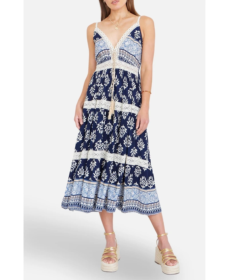 Yumi Women's Paisley Print Midi Sun Dress