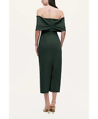 Nocturne Women's Off-Shoulder Fold over Column Midi Dress
