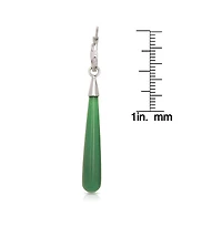 Curata Jewelry 925 Sterling Rhodium Plated Long Tear-drop Green Dyed Jade Dangle Earrings 7mm x 52mm Dangle Earring