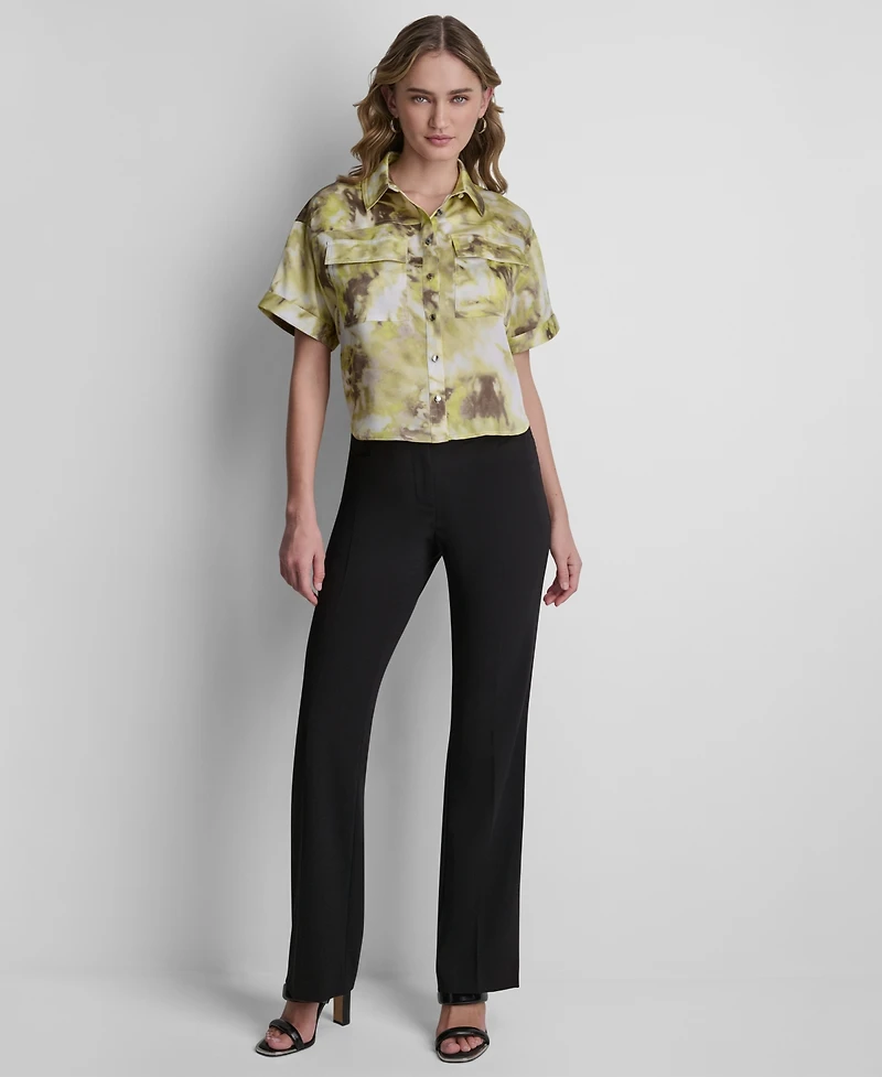 Dkny Petite Printed Button-Front Camp Shirt