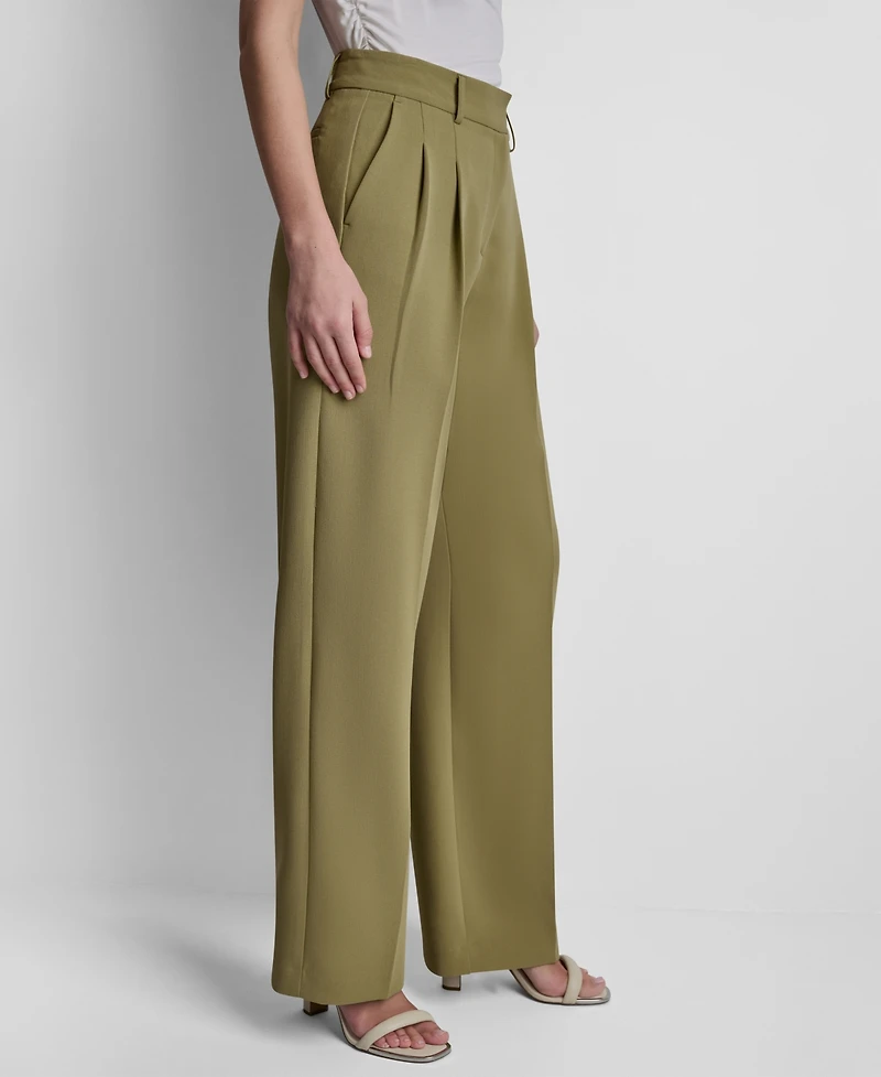 Dkny Petite Textured Mid-Rise Trousers