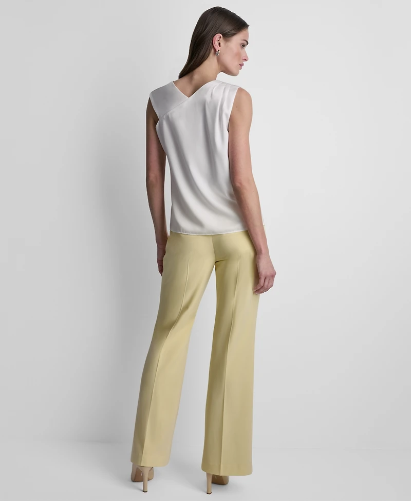 Dkny Women's Satin Asymmetric Neck Sleeveless Top