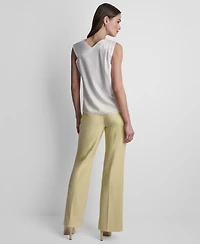 Dkny Women's Satin Asymmetric Neck Sleeveless Top