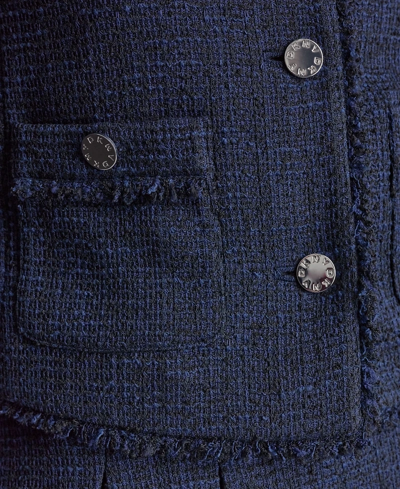 Dkny Women's Waffle Boucle Button-Front Cropped Jacket