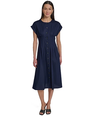 Calvin Klein Women's Button Down A-Line Midi Dress